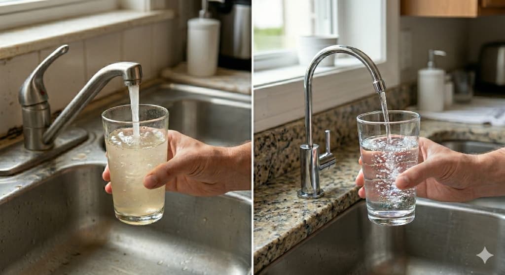 Comparativa entre agua del grifo sin tratar y agua purificada